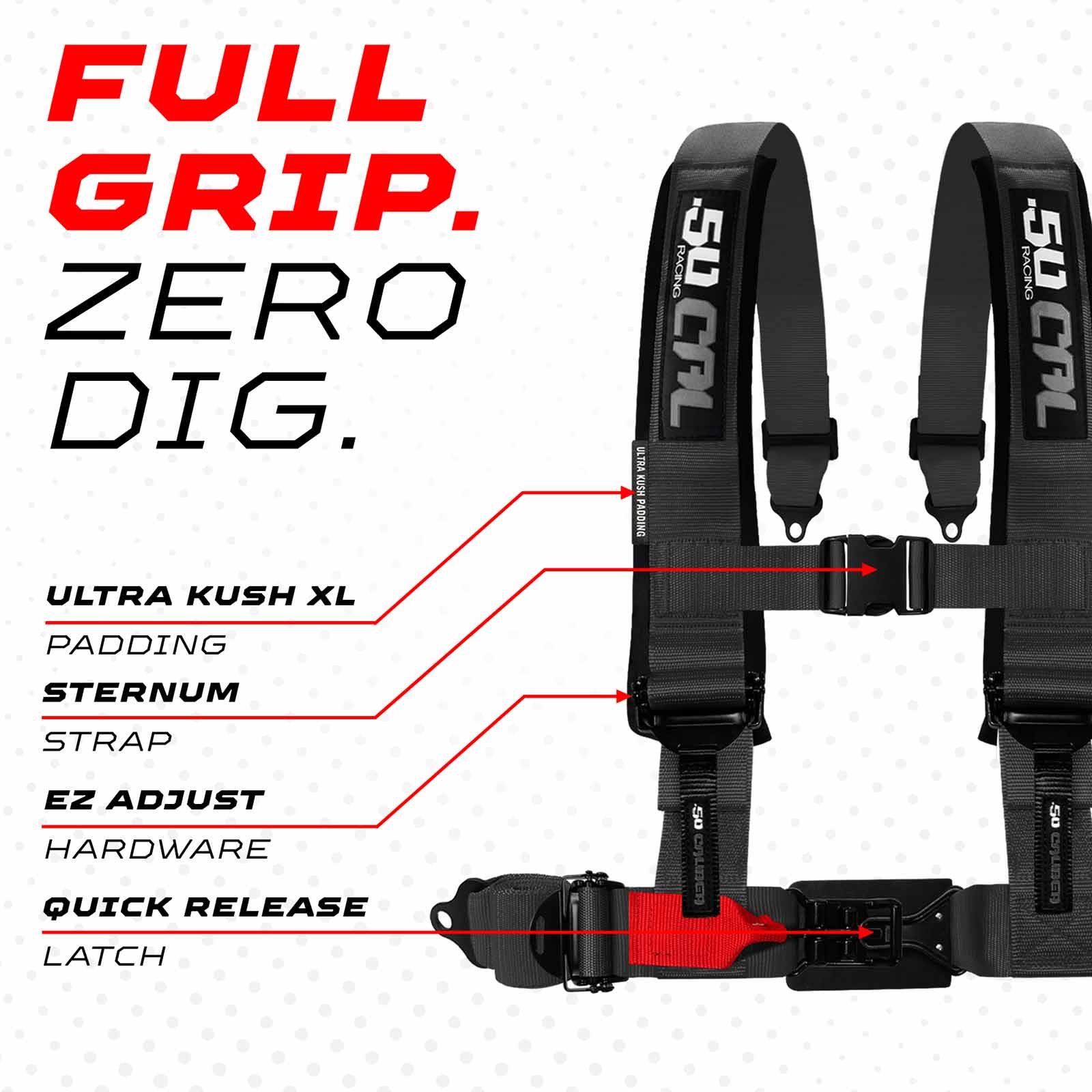 2" & 3" 4pt & 5pt Elite Series Race Latch "EZ" Adjust Harness