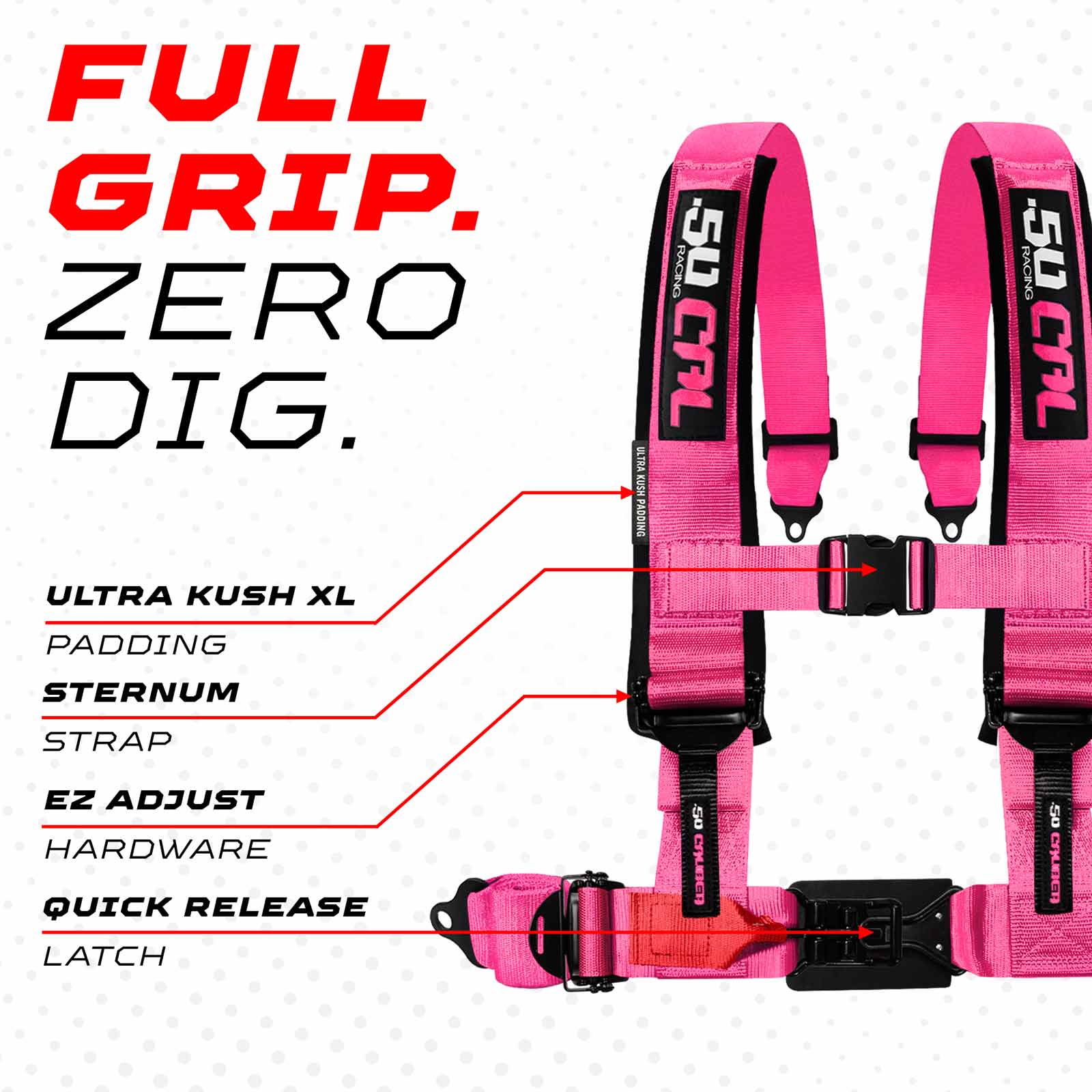 2" & 3" 4pt & 5pt Elite Series Race Latch "EZ" Adjust Harness
