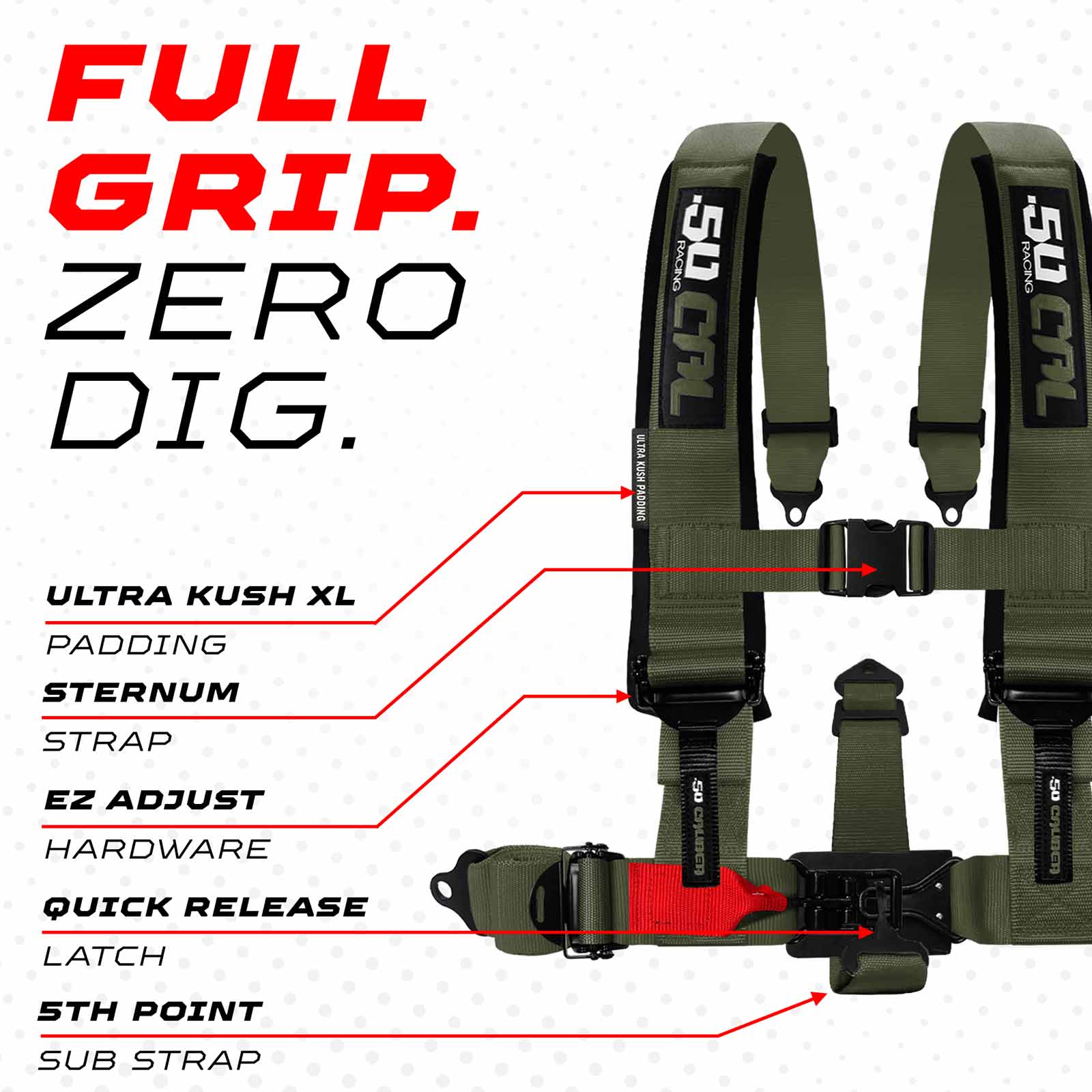 2" & 3" 4pt & 5pt Elite Series Race Latch "EZ" Adjust Harness