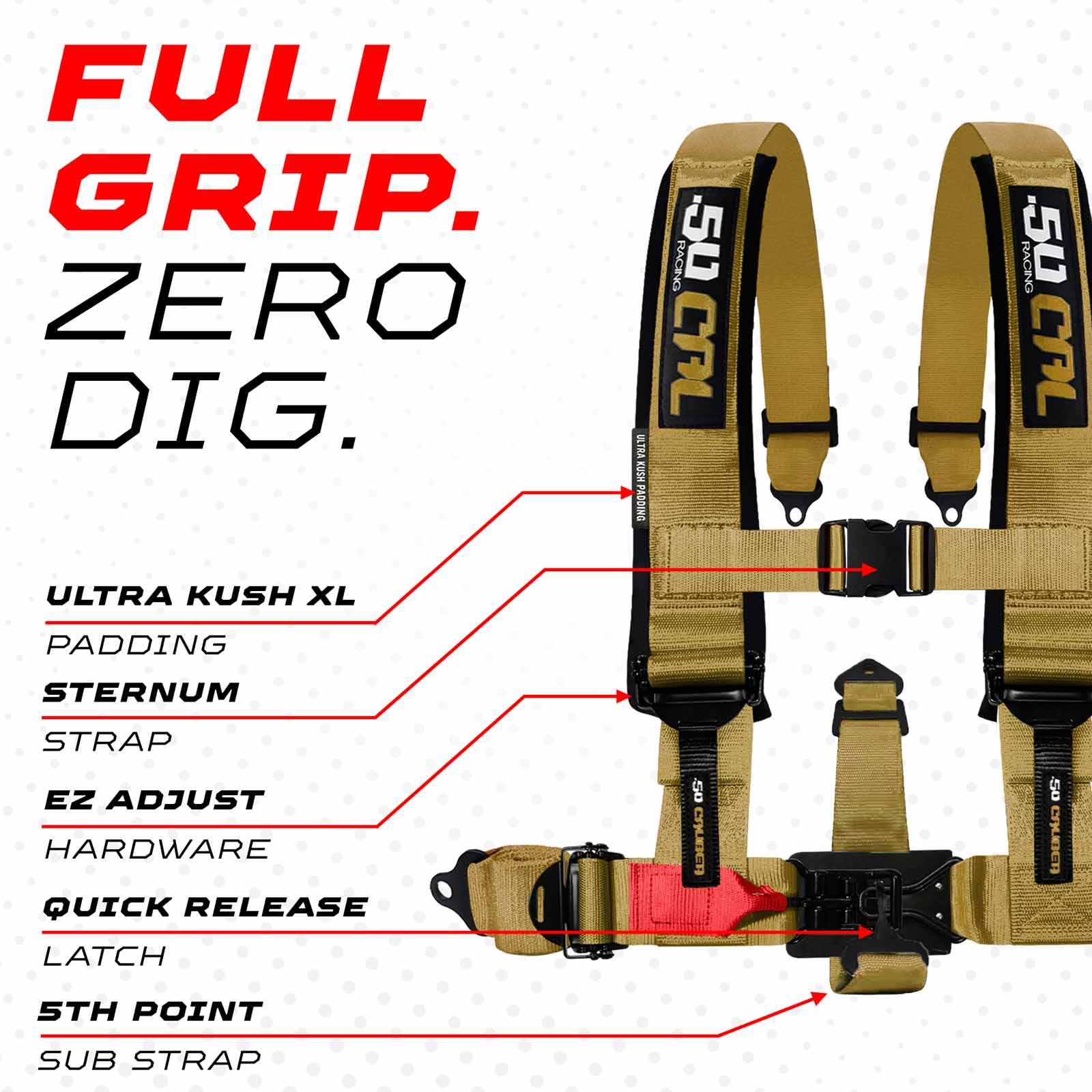 2" & 3" 4pt & 5pt Elite Series Race Latch "EZ" Adjust Harness