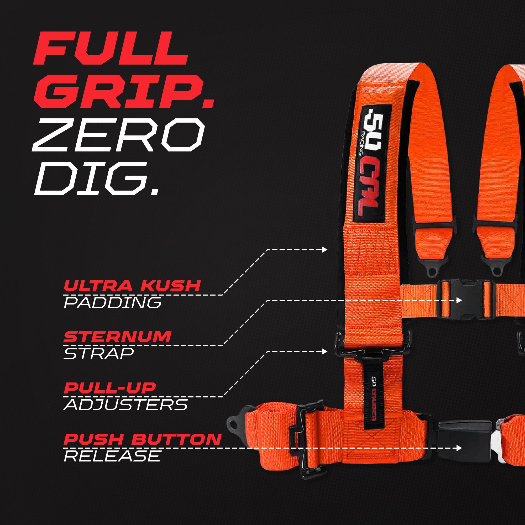 2" & 3" 4 point Harness with push button release