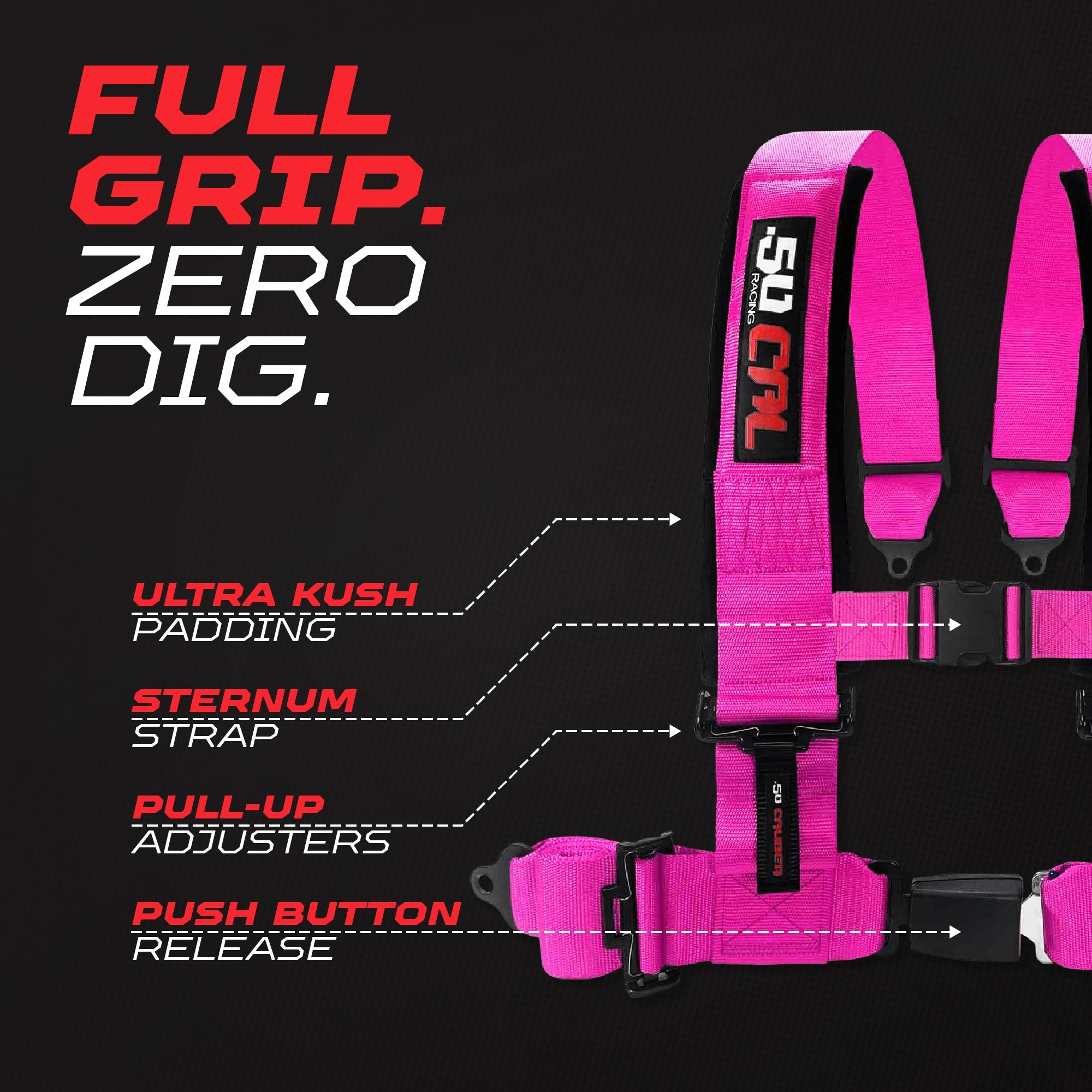 2" & 3" 4 point Harness with push button release